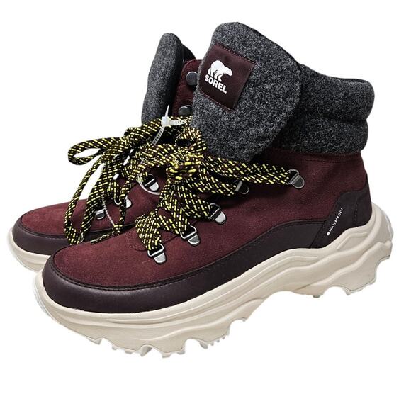 NEW Sorel 10 Kinetic Breakthru Conquest Sneaker Boot Burgundy Gorpcore Casual - Picture 1 of 6